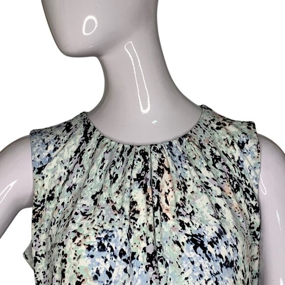 Calvin Klein Blouse Sleeveless Multicolor Print Key Hold on Back Pullover Size S - Picture 2 of 10